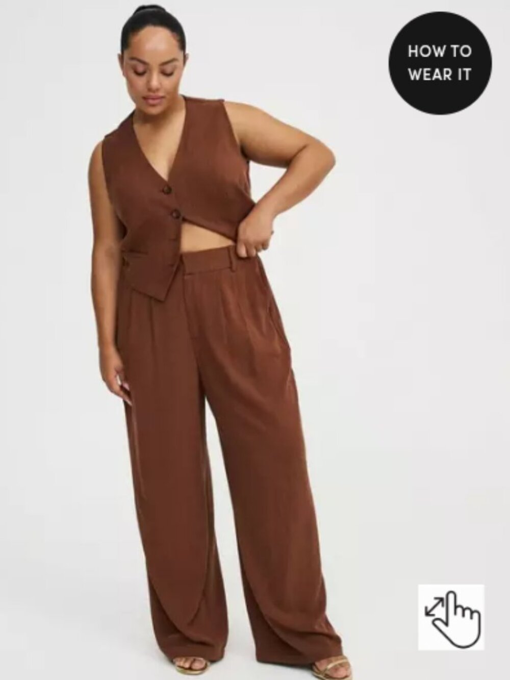 Torrid High-Rise Wide Leg Linen-Blend Trouser 14P